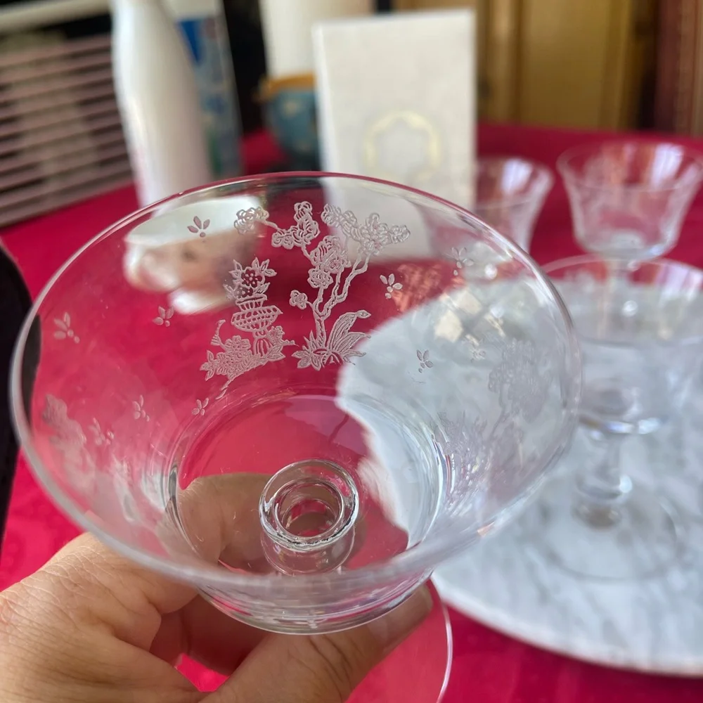 Set of 6 Vintage Fostoria Willow pattern cocktail glasses
